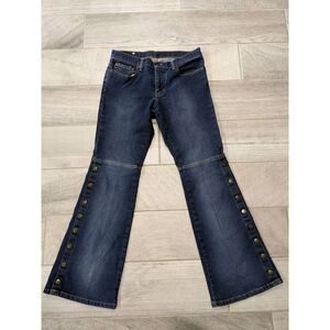 Polo Ralph Lauren Women Sz 10 Flare Jeans w/ Snaps Stretch Bootcut Western Disco
